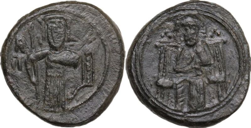 Italy. Ruggero II (1105-1154). AE Follaro, Messina mint. Sp. 53. AE. 5.60 g. 18....