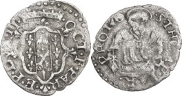 Italy. Ottavio Farnese (1547-1586). BI Soldo, Parma mint. BI. 0.70 g. 18.50 mm. R. VF.