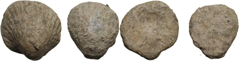 Aes Premonetale. Aes Formatum. Lot of 2 Aes formatum. AE solid cast cockle-shell...