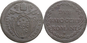 Italy. Pius VI (1775-1799), Giovanni Angelo Braschi. AE 2 Baiocchi, Rome mint, dated year 21 (1795). KM 1226.1. AE. 20.30 g. 37.00 mm. VF.