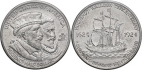 USA. AR Half Dollar 1924 Huguenot-Walloon commemorative. KM 154. AR. 30.00 mm. AU/MS. Huguenot half dollar was struck in 1924 in commemoration of the ...