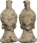 'Groma' weight in the shape of head with suspension loop. Roman period, 1st-3rd century AD. 35x15 mm. 16.39 g. In the building of a Castra, after havi...
