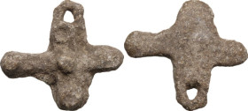 Lead cross pendant. 32 x 30 mm.