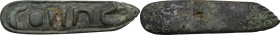 Bronze stamp with inscription. Roman period (?). 68 x 17 mm.