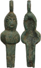Bronze herm, with original suspension loop. Roman period. 73 mm.