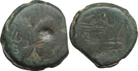 Victory and spearhead series. AE As, 189-180 BC. Obv. Laureate head of Janus. Rev. Prow right; above, Victory and spearhead. Cr. 145/1. AE. 34.50 g. 3...