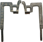 Decorative element in the shape of a geometrically stylized animal. Celtic/Balkanic. Bronze. 40x79 mm.