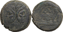 PAE series. AE As, 169-158 BC. Obv. Laureate head of Janus. Rev. Prow right. Cr. 176/1. AE. 26.30 g. 33.00 mm. R. VF/About VF.