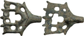 Bronze decorative element or pendant with original loop. Abstract floral motifs. 52x43 mm.