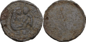 PB Theriac box seal with picture of the Virgin Mary holding baby Jesus. Venice, 17th century. Diameter: 24 mm. Weight: 8,72 g.