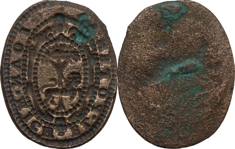 Bronze seal. Medieval, XIII-XIV century. 26 x 20 mm.