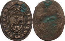 Bronze seal. Medieval, XIII-XIV century. 26 x 20 mm.