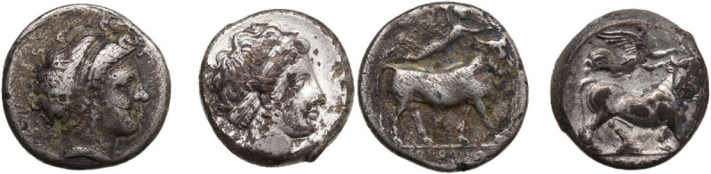 Greek Italy. Lot of 2 unclassified AR Didrachms of Neapolis (Campania). AR. Abou...