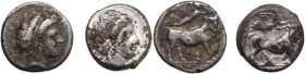 Greek Italy. Lot of 2 unclassified AR Didrachms of Neapolis (Campania). AR. About VF:Good F.