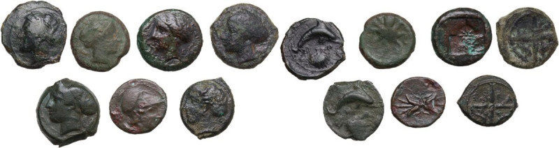Greek Sicily. Lot of 7 unclassified AE denominations of Syracuse. AE. VF:AboutVF...