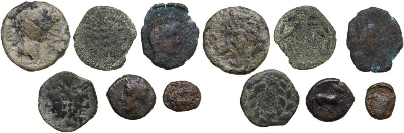 Greek Sicily. Lot of 6 unclassified AE denominations of Panormos. AE. Good F:F:A...