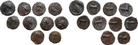 Punic Sardinia and Punic Sicily. Lot of 10 unclassified AE denominations. AE. About VF.