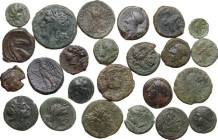 Greek and Roman Sicily. Lot of 24 unclassified denominations. AE. About VF:F:About F.