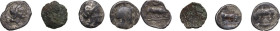 Greek Italy and Greek Sicily. Lot of four unclassified denominations; including 3 AR coins and 1 AE coin. Good F:F.