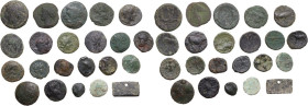 Greek Italy and Greek Sicily. Lot of 22 unclassified AE denominations; including: Metapont, Thurium, Messana, Segesta, Aitna, Gela, Selinunt, Motya, M...