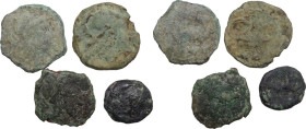 Greek World. Lot of 4 unclassified AE denominations from Greek Sicily and Italy. AE. F:About F.