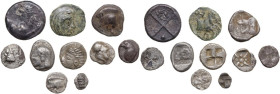 Greek World. Lot of ten (10) unclassified coins; including 9 AR and 1 AE denomination. About VF:Good F.
