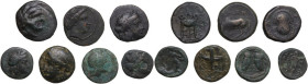 Greek World. Lot of 7 unclassified AE denominations; including: Salamis, Amphipolis, Philippi, Athens, Skarpheia, Magnesia, Larissa. AE. About VF:Good...