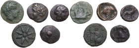 Greek World, Continental Greece. Lot of 5 unclassified AE denominations; including: Uranopolis, Olynthis, Alexander III the Great. AE. About VF:Good F...