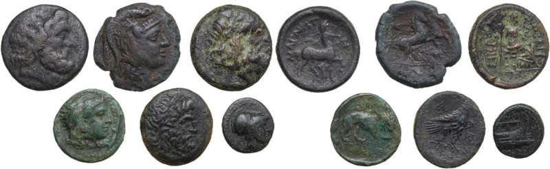 Greek World, Continental Greece. Lot of 6 unclassified AE denominations of Thess...