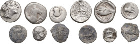 Greek World, Continental Greece. Lot of 6 unclassified AR denominations; including: Thessalian League, Histiaiai, Larissa, Tanagra, Thasos, Sikyon. AR...