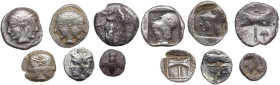 Greek Asia. Lot of 6 unclassified AR denominations; including: Ephesos, Lampsakos and Tenedos. AR. VF:About VF.