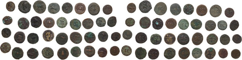 The Roman Empire. Lot of thirty-five (35) AE Quadrans. AE. Interesting lot with ...