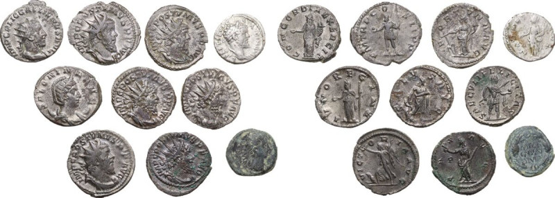 The Roman Empire. Lot of 10 unclassified AR and AE denominations; including: Aug...