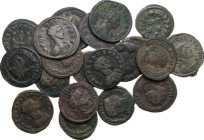 The Roman Empire. Lot of 20 unclassified BI and AE denominations; including: Probus, Diocletian, Maximianus, Aurelian, Caligula and Gallienus. BI and ...