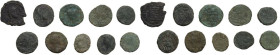 The Roman Empire. Lot of 10 unclassified small AE denominations; including: Theodosius. AE. Good F:F:About F.