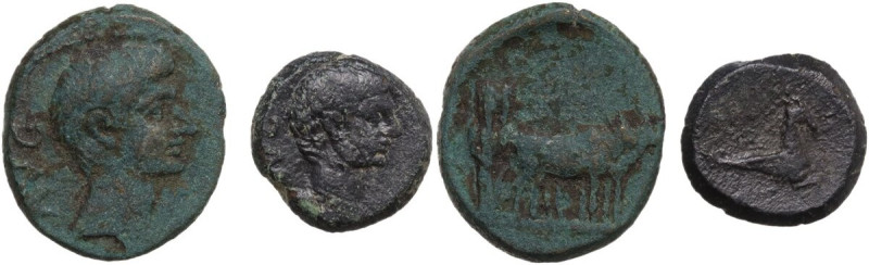 The Roman Empire. Lot of 2 unclassified AE provincial coins, time of Augustus. A...