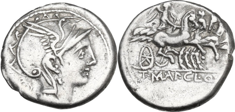 Appius Claudius Pulcher, T. Manlius Mancinus and Q. Urbinius. Denarius, 111 or 1...