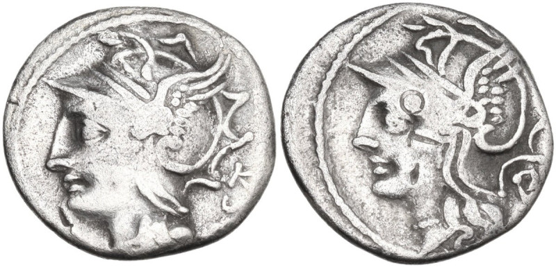 L. Appuleius Saturninus. Denarius, Rome mint, 104 BC. Obv. Helmeted head of Roma...