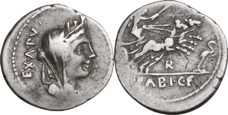 C. Fabius C. f. Hadrianus. Denarius, 102 BC. Obv. Veiled and turreted head of Cy...