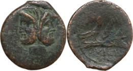 C. Vibius C. f. Pansa. AE As, Semuncial standard, 90 BC. Obv. Laureate head of Janus. Rev. Three prows right. Cr. 342/7b. AE. 12.90 g. 28.00 mm. Good ...