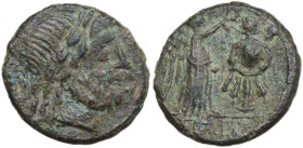 Cn. Cornelius Lentulus Clodianus. Quinarius, 88 AD. Obv. Laureate head of Jupiter right. Rev. Victory standing right, crowning trophy; in exergue, CN·...