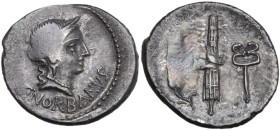 C. Norbanus. Denarius, 83 BC. Obv. Diademed head of Venus right; behind, control-mark; below, C·NORBANVS. Rev. Corn-ear, fasces with axe and caduceus....