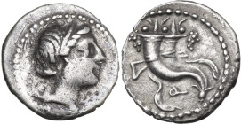Q series. Denarius, uncertain mint, 81 BC. Obv. Diademed head of Venus right. Rev. Double cornucopiae tied with fillet; below, Q. Cr. 375/2; B. (Corne...