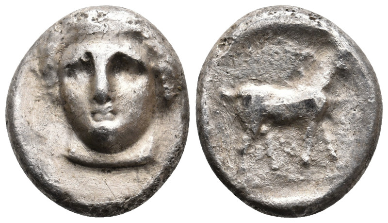 THRACE. Ainos. (Circa 374-371 BC). AR Tetradrachm.
Obv: Head of Hermes facing s...