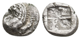THRACE. Chersonesos. (Circa 386-338 BC). AR Obol.
Obv: Forepart of lion right, head left.
Rev: Quadripartite incuse square.
HGC 3.2, 1436 (hemiobol...