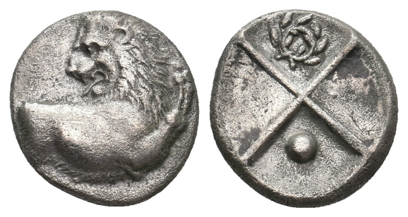 THRACE. Chersonesos. (Circa 386-338 BC). AR Hemidrachm.
Obv: Forepart of lion r...