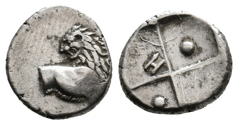 THRACE. Chersonesos. (Circa 386-338 BC). AR Hemidrachm.
Obv: Forepart of lion r...