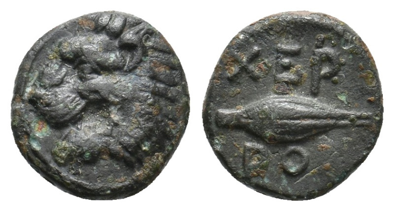 THRACE. Chersonesos. (Circa 386-309 BC). Ae.
Obv: Head of lion left.
Rev: XEP ...