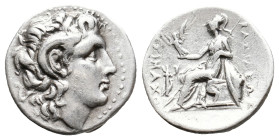KINGS OF THRACE (Macedonian). Lysimachos (305-281 BC). AR Drachm. Ephesos.
Obv: Head of the deified Alexander right, with horn of Ammon.
Rev: BAΣIΛE...