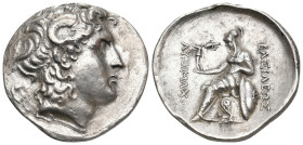 KINGS OF THRACE (Macedonian). Lysimachos (305-281 BC). AR Tetradrachm. Uncertain mint.
Obv: Diademed head of the deified Alexander right, wearing hor...